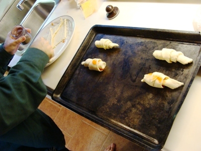 More princess treatment! He baked croissants for breakfast!