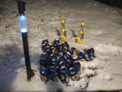 the garden, a very cheap fridge:)