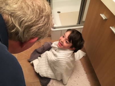 de douch bij opa en oma