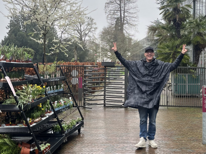 Singing in the rain.